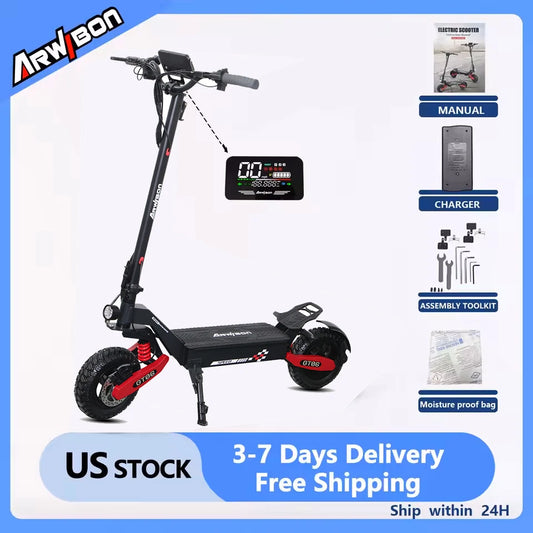 Arwibon GT06 1200W Foldable E Scooter 25 MPH 48V 13Ah 11Inch Off Road Tires
