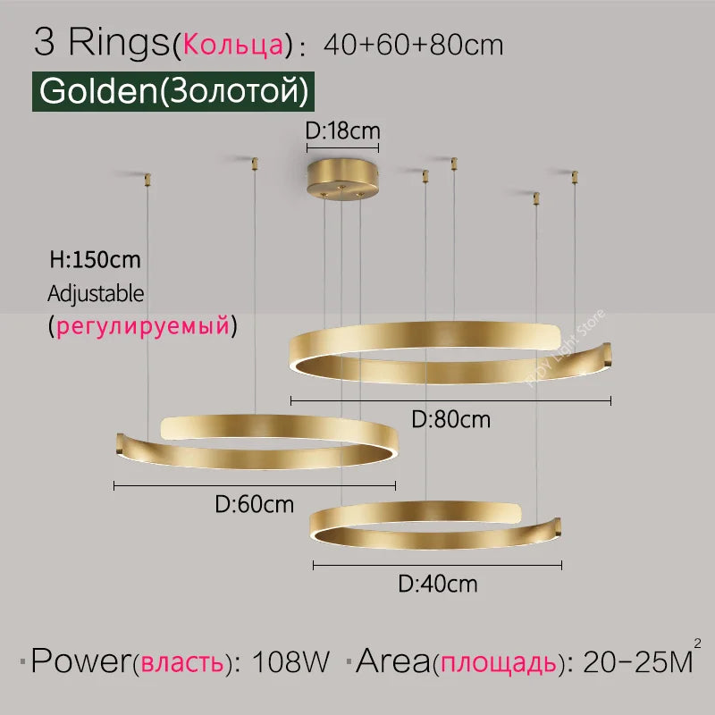 Ceiling chandelier Pendant light Chandeliers for dining room LED Bedroom living room nordic home decor Modern Round ring lamps - Antland Marketplace