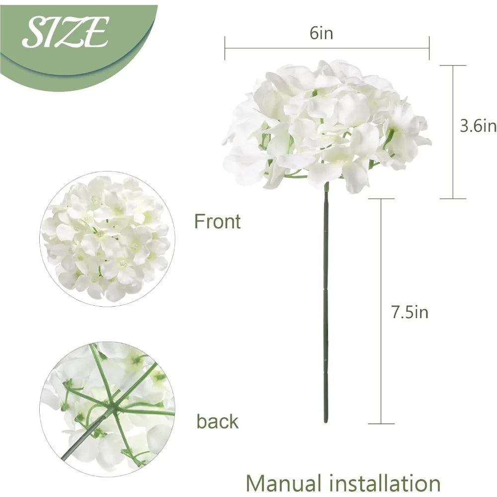 Ivory Silk Hydrangea Flowers 204Pcs With Stems For Weddings