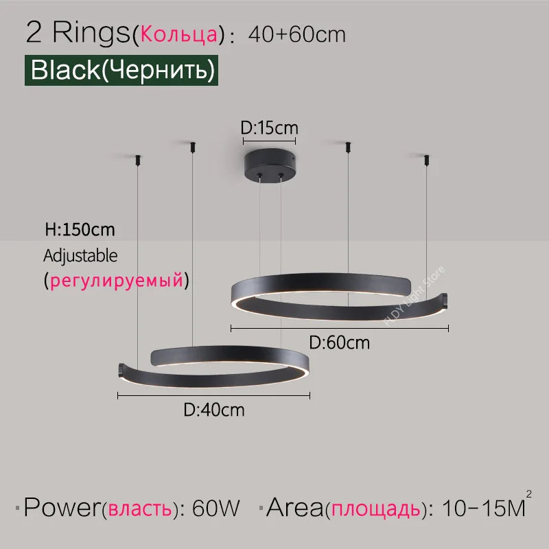 Ceiling chandelier Pendant light Chandeliers for dining room LED Bedroom living room nordic home decor Modern Round ring lamps - Antland Marketplace