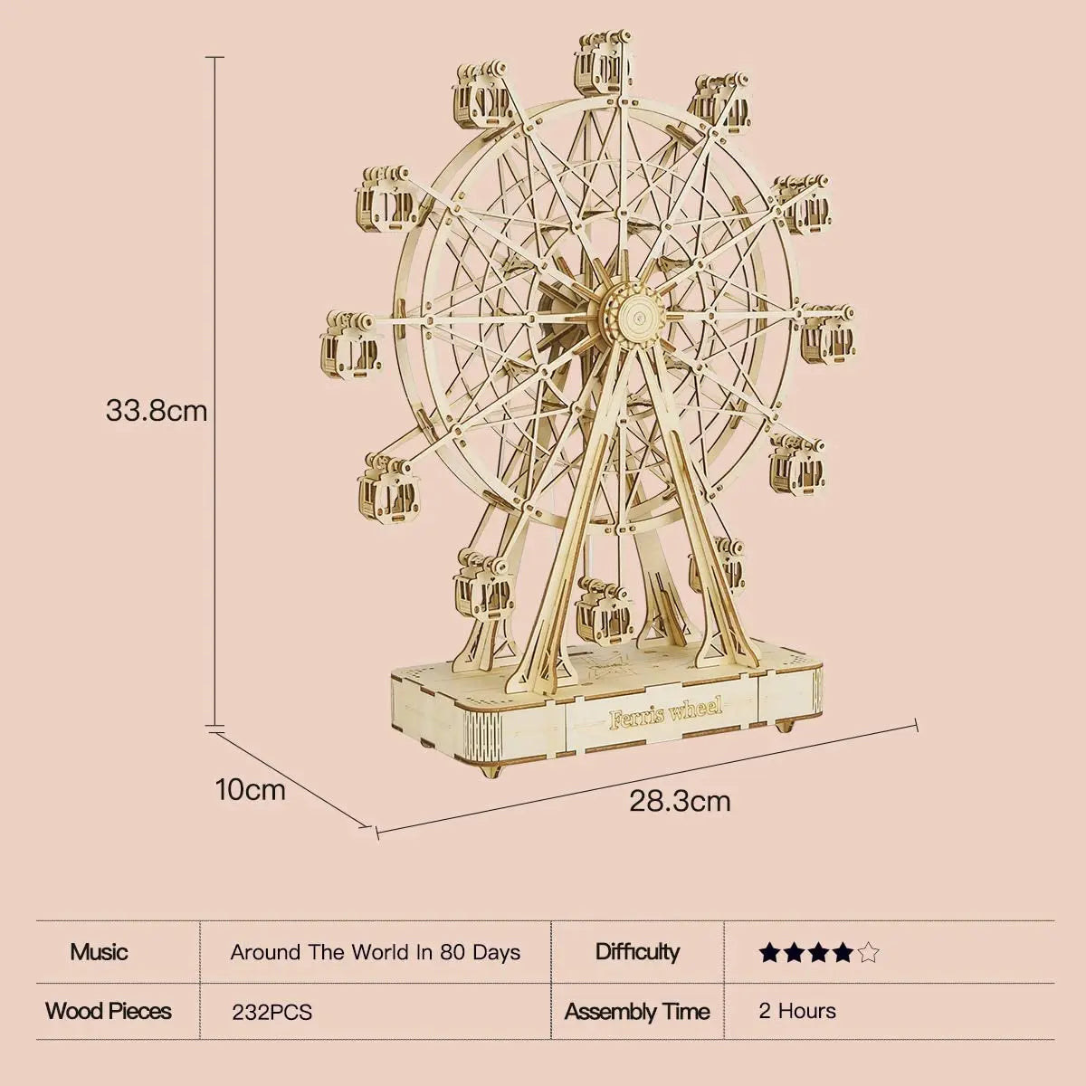 Robotime Rolife 3D Ferris Wheel Wooden Model Kit 232 Pieces