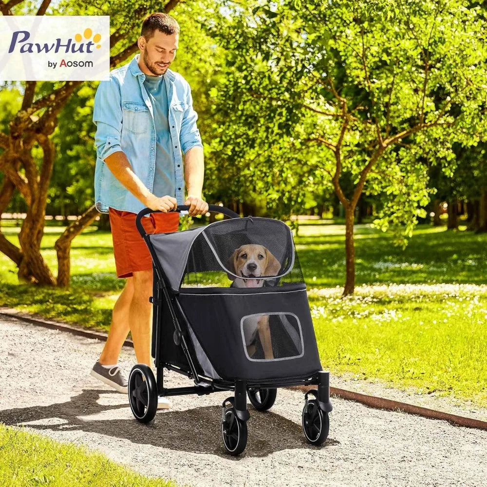 Dog Stroller For Large Medium And Small Dogs Up To 66 Lbs One Click Foldable With Storage