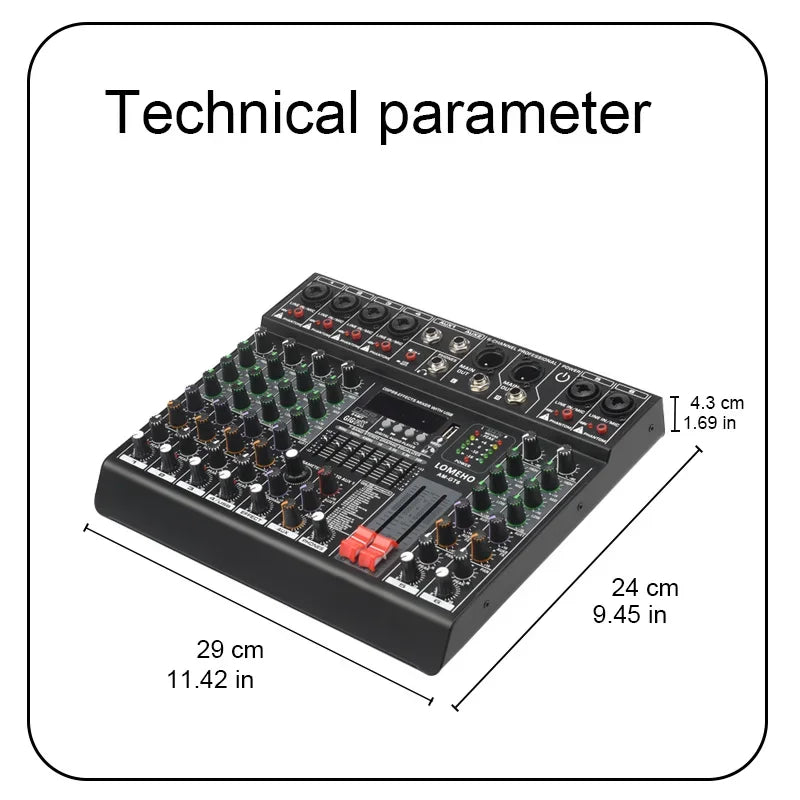LOMEHO 7 Band EQ Audio Mixer 6 8 Channel DJ Console