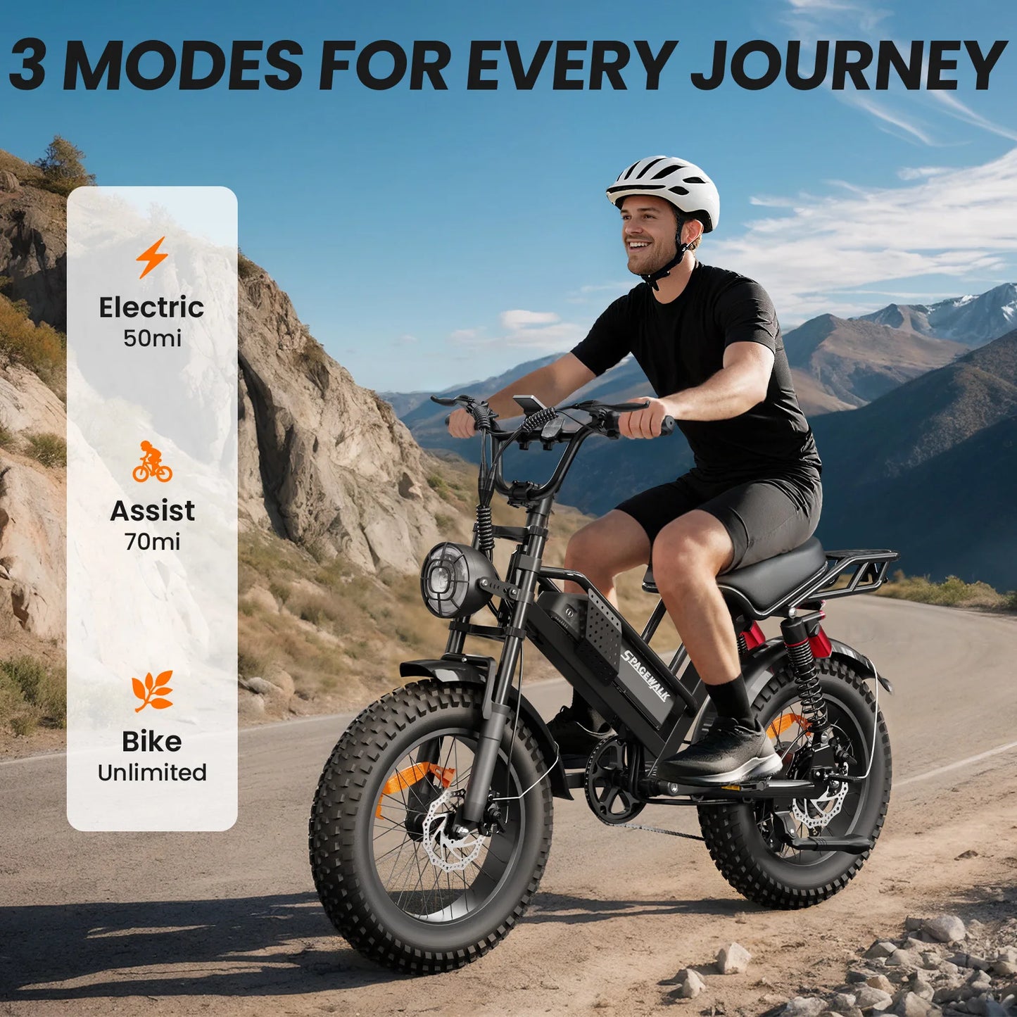 Spacewalk 750W Electric Dirt Bike for Adults All Terrain Fat Tire 7 Speed