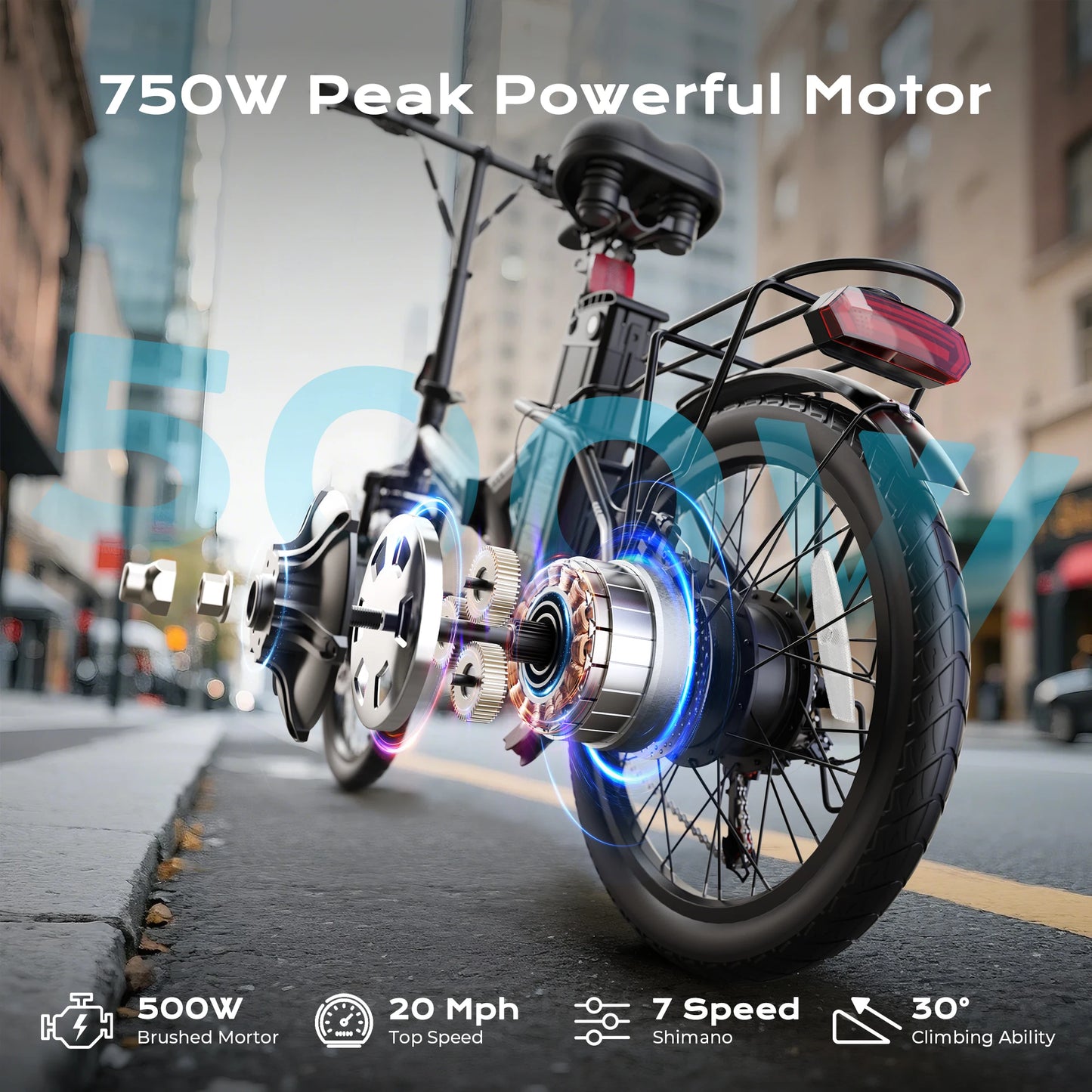 Airwest F20 Adult Electric Bike 750W Peak Motor 20 Inch Tires