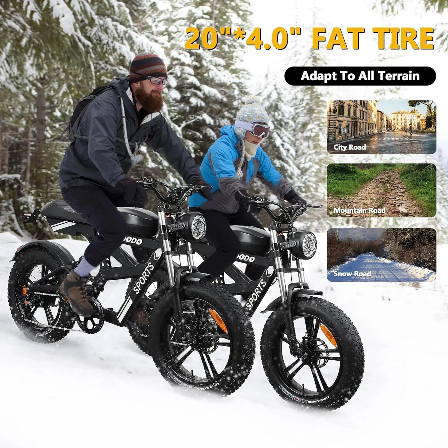 Adult Fat Tire Electric Bike 1500W Peak 35 MPH 48V 816Wh Battery