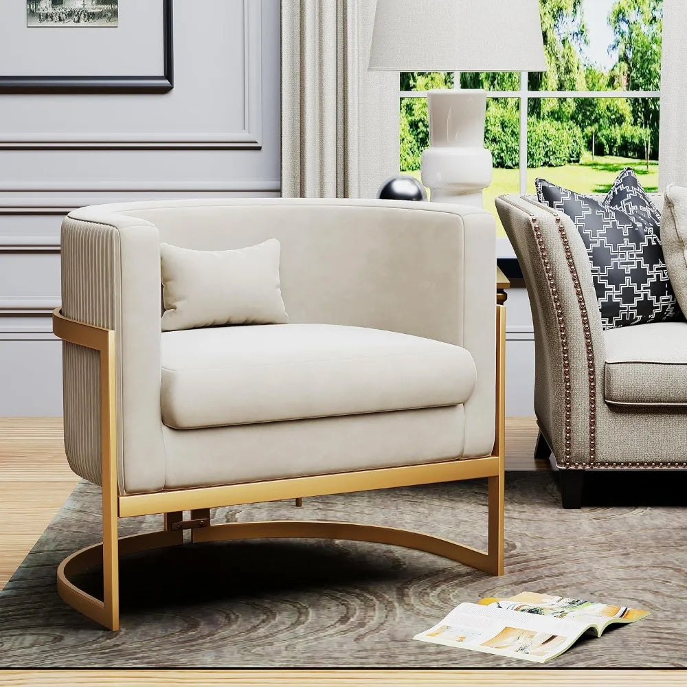 Velvet Barrel Chair With Gold Legs Modern Armchair