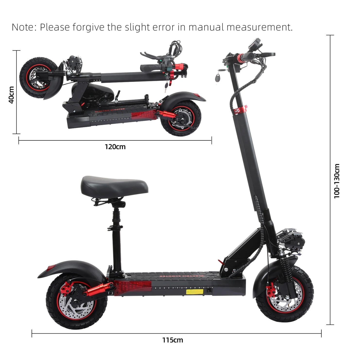 New 800W Dual Motor Foldable Electric Scooter 48V 10 Inch Vacuum Tires