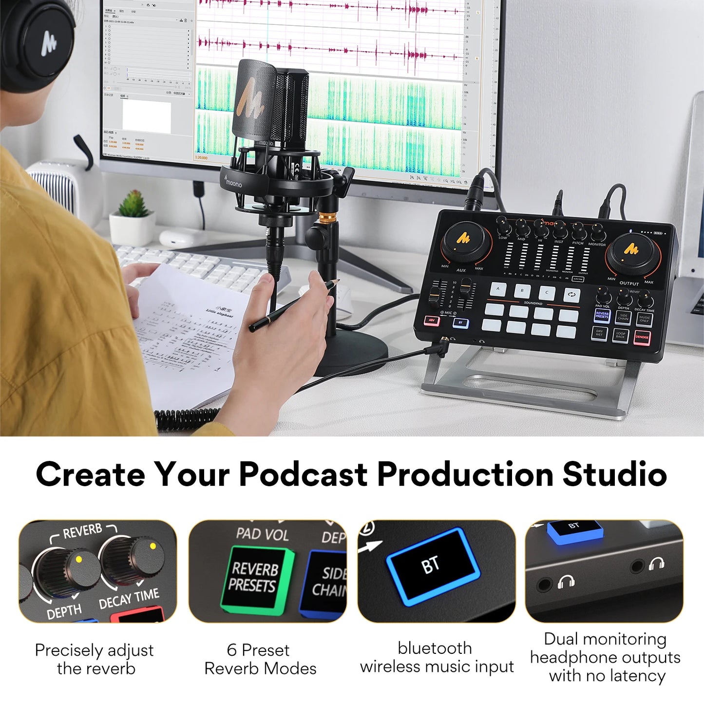 Maono AME2 Portable Audio Interface Mixer for Streaming