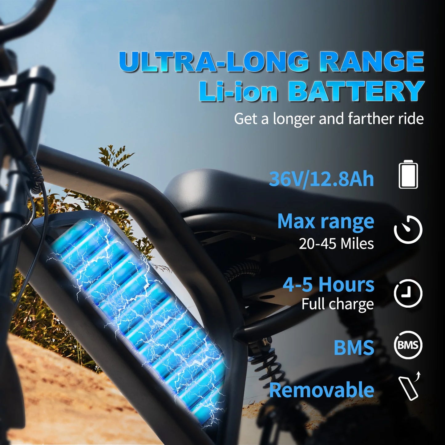 VDL Mountain Fat Tire E Bike 16 Inch 800W Removable Battery