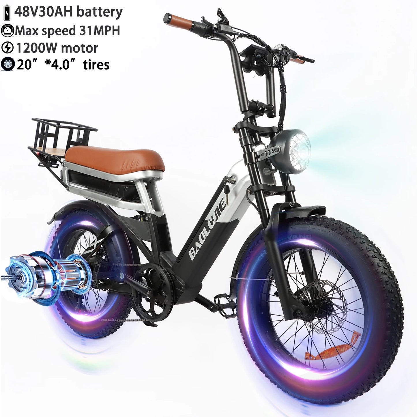 Baolujie Peak Dual Motor Electric Bike 48V Battery
