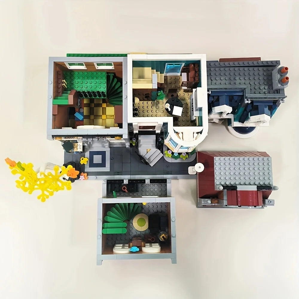 MOC Model Street View Restaurant Cafe Corner Police