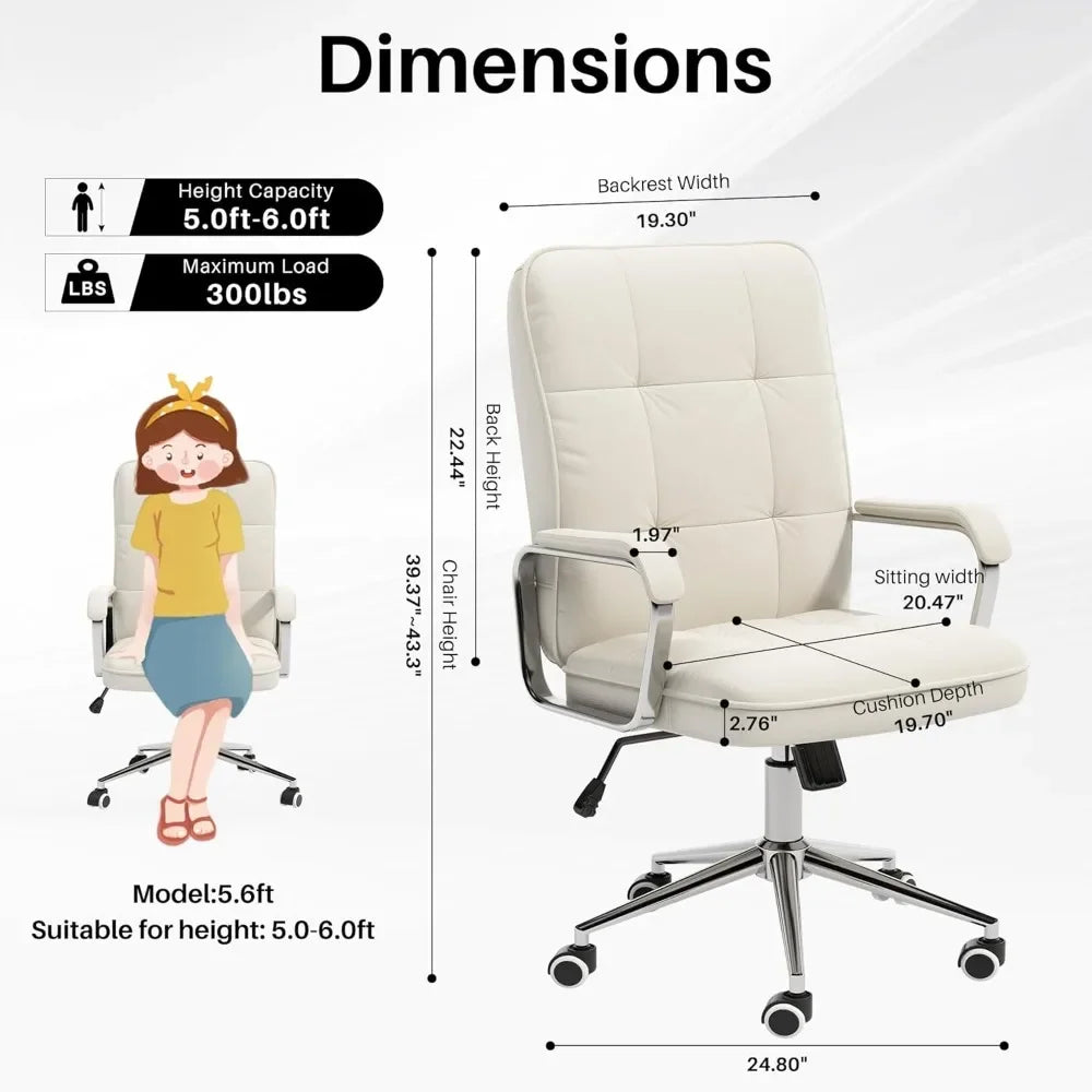 Ergonomic Swivel Desk Chair with Soft Leather and Padded Arms - Antland Marketplace