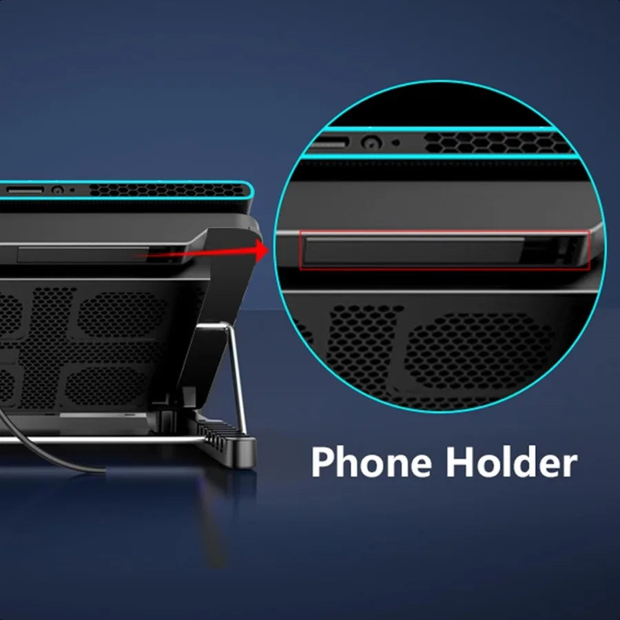 Laptop Cooling Pad With 6 Quiet Fans Adjustable Stand