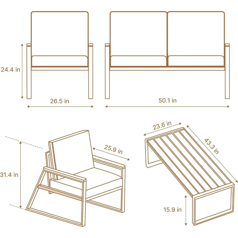 Guangbai Outdoor Metal Patio Furniture Set Coffee Table