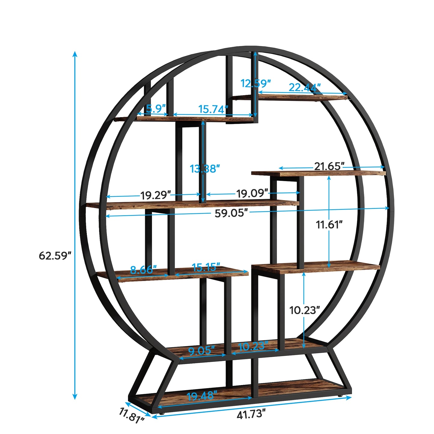 Tribesigns Round Etagere Bookshelf 63 Inch Industrial Wood