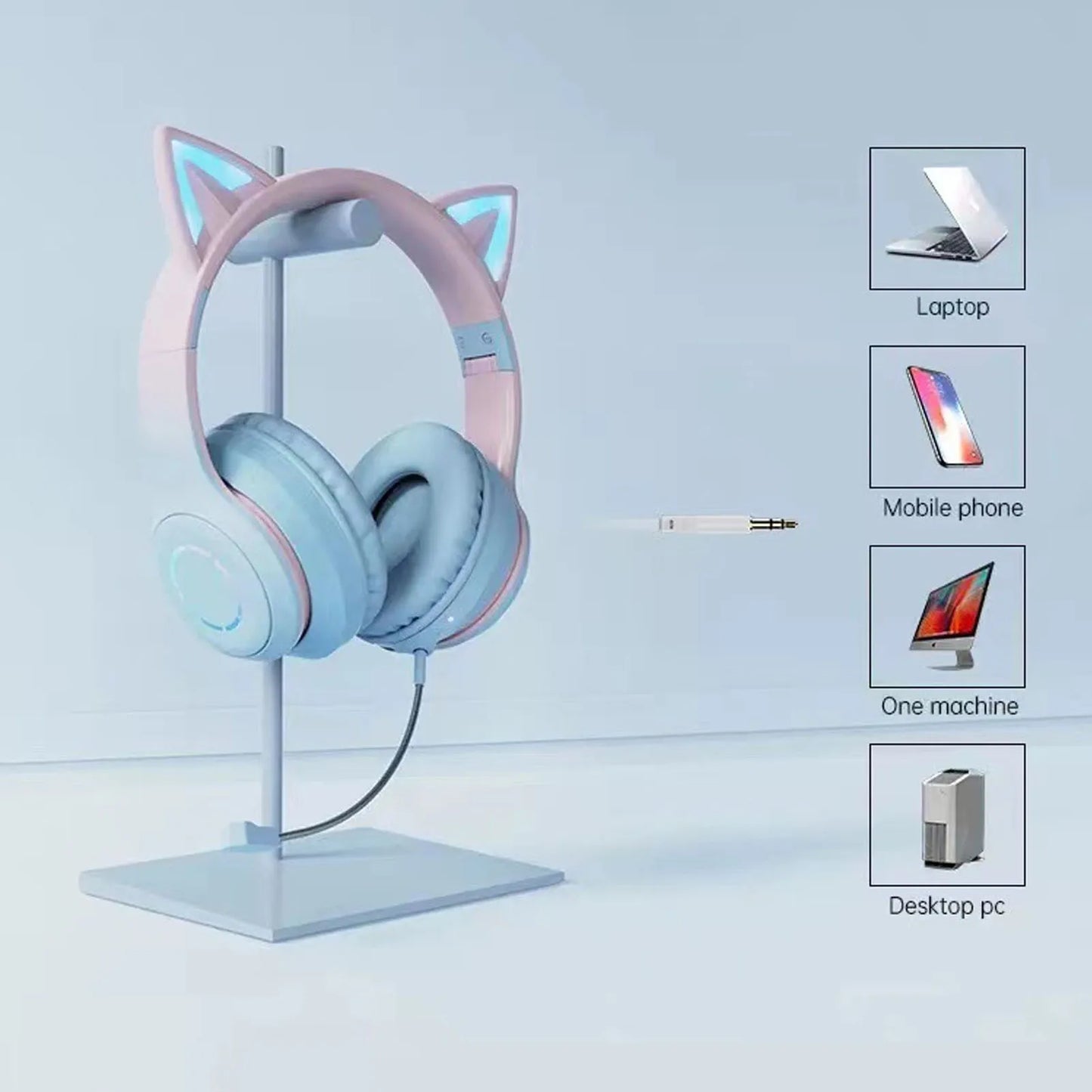 Cat Ear Bluetooth Headset with Detachable Microphone