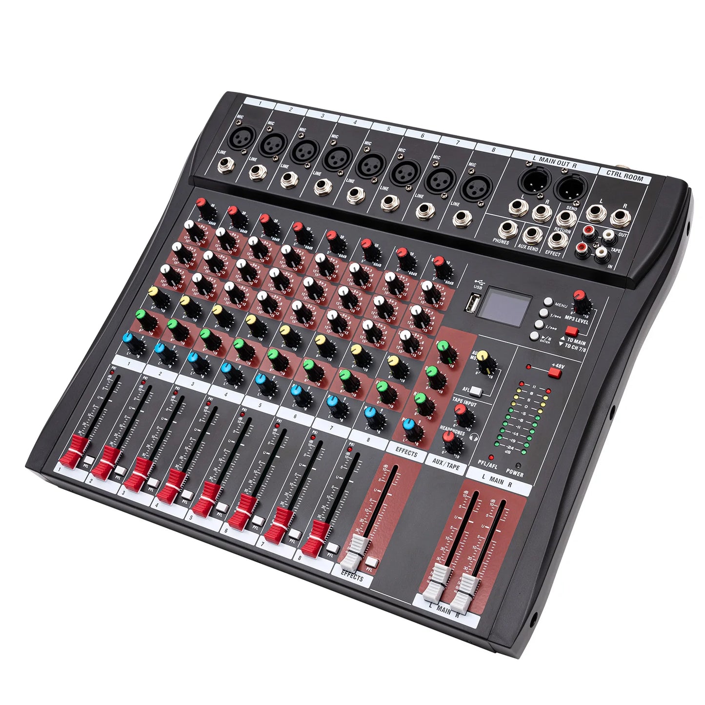 Professional 7/8 Channel Mixer with Bluetooth and USB Input