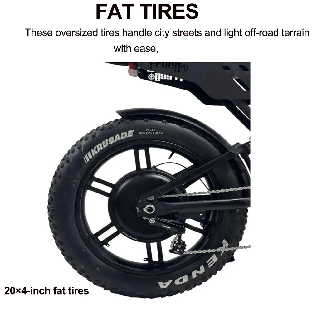 Freego F2 Pro Max Prime 2000W Full Suspension Fat Tire Electric Bike 60V 18Ah