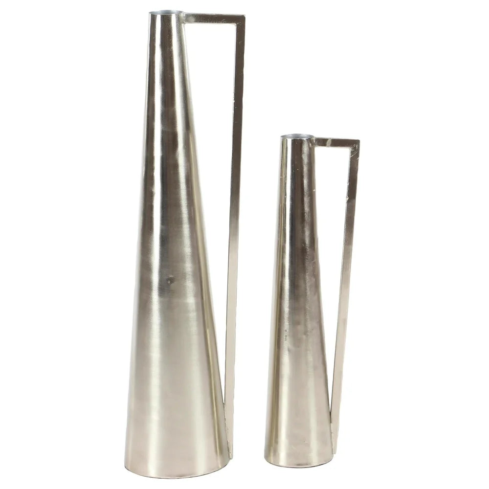 Two Piece Metal Vase Set With Handles For Centerpiece