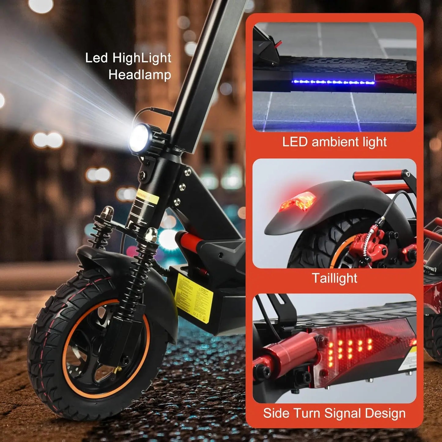 Folding 800W Electric Scooter For Adults Off Road Dual Shock Absorption