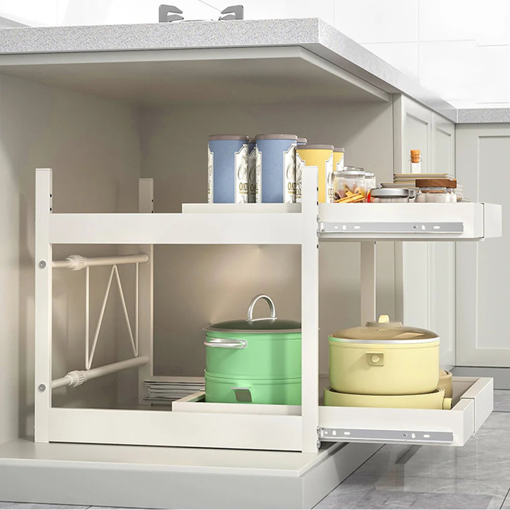 Under Sink 2 Tier Pull Out Cabinet Organizer Drawer