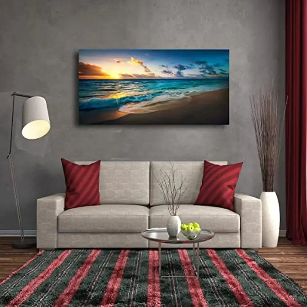 Ocean Sunset Canvas Wall Art Seascape Decor for Living Room