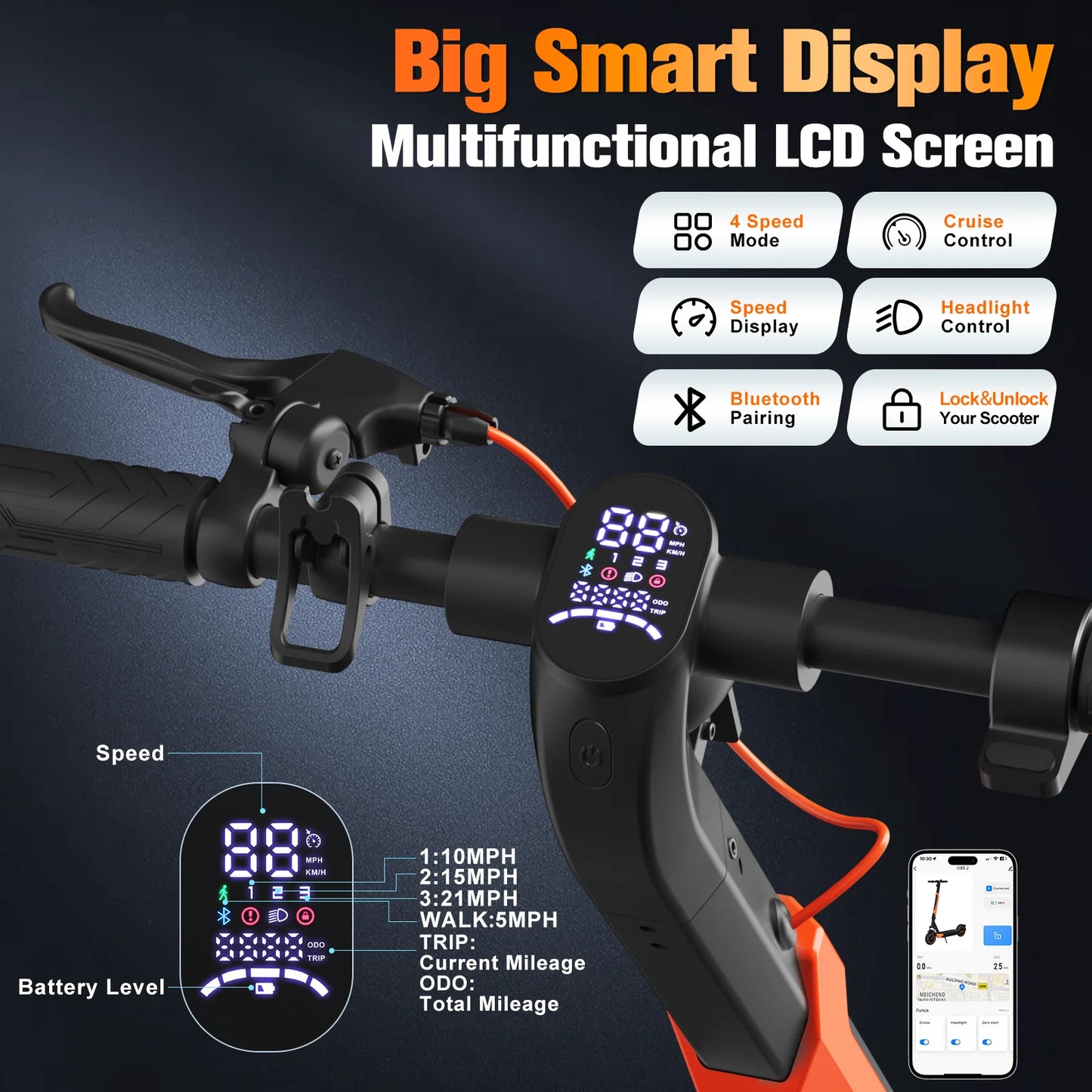 800W Electric Scooter For Adults Long Range 22 Miles 21 MPH