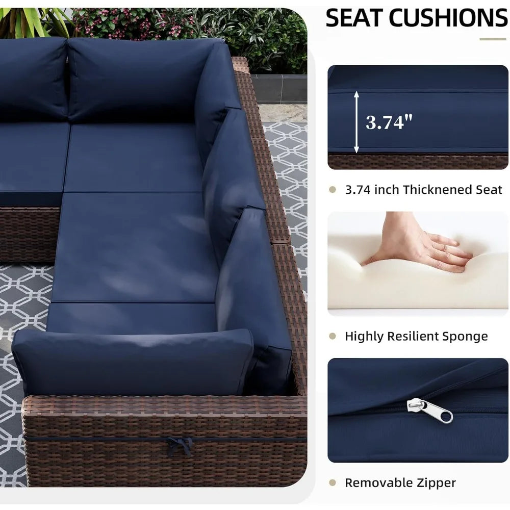 Zhuoting Outdoor Patio Furniture Set Sectional Sofa Wicker