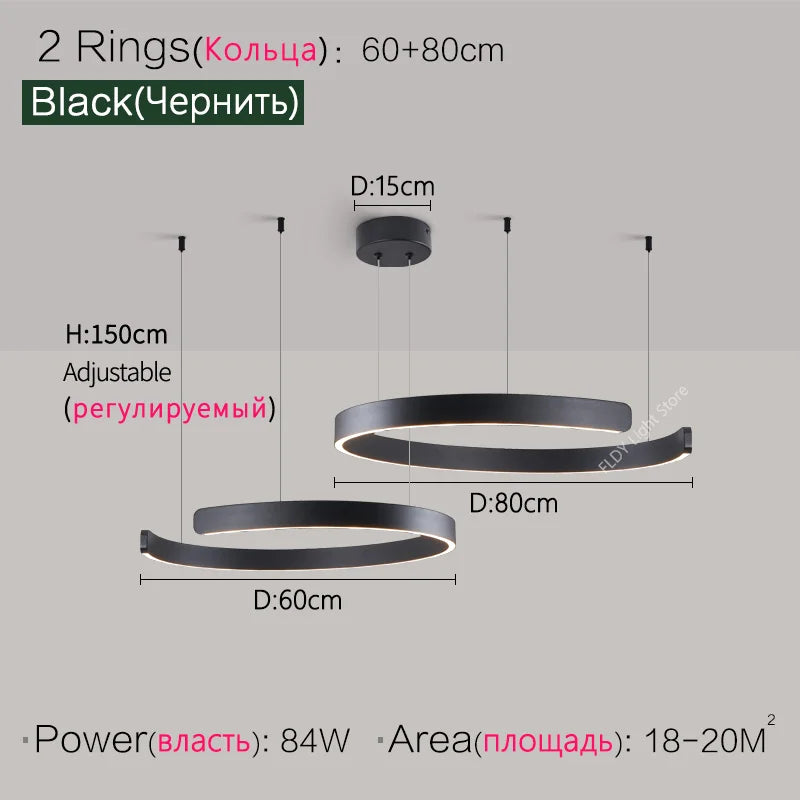 Ceiling chandelier Pendant light Chandeliers for dining room LED Bedroom living room nordic home decor Modern Round ring lamps - Antland Marketplace