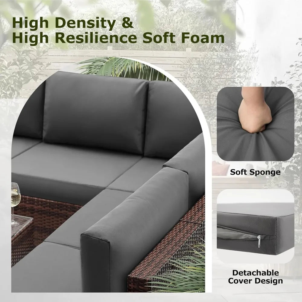 Water Resistant 14 Cushion Set for 6 Seat Outdoor Sofa