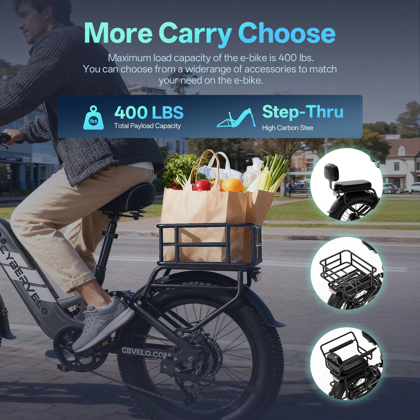 Cybervelo Step Through Electric Bike For Adults With 48V 20Ah Battery EK12