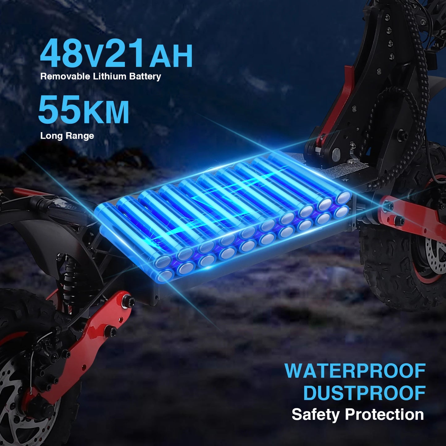 Electric Scooter 2400W Dual Motor 35 MPH 40 To 60km Range Dual Suspension