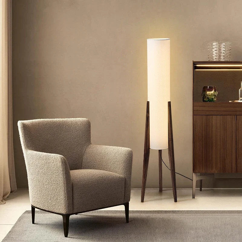 Japanese Retro Wabi Sabi Solid Wood Floor Lamp E27 LED