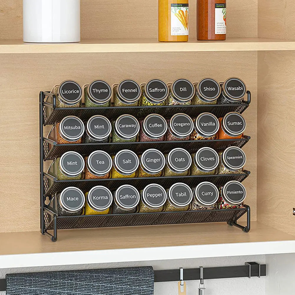 4 Tier Spice Jar Organizer Space Saving Metal Kitchen Rack
