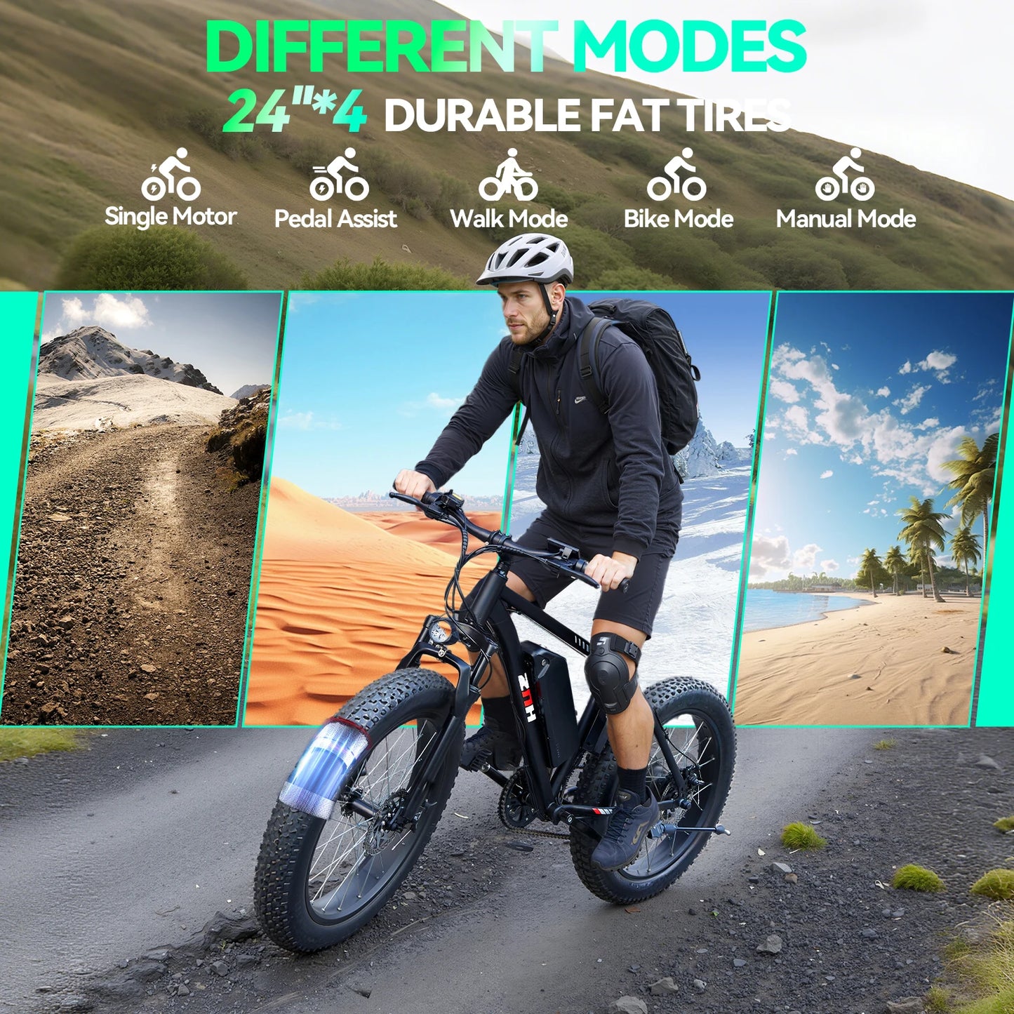 ZNH 1000W Fat Tire Electric Bike 48V 26MPH 50 Mile Range 1 Year Warranty