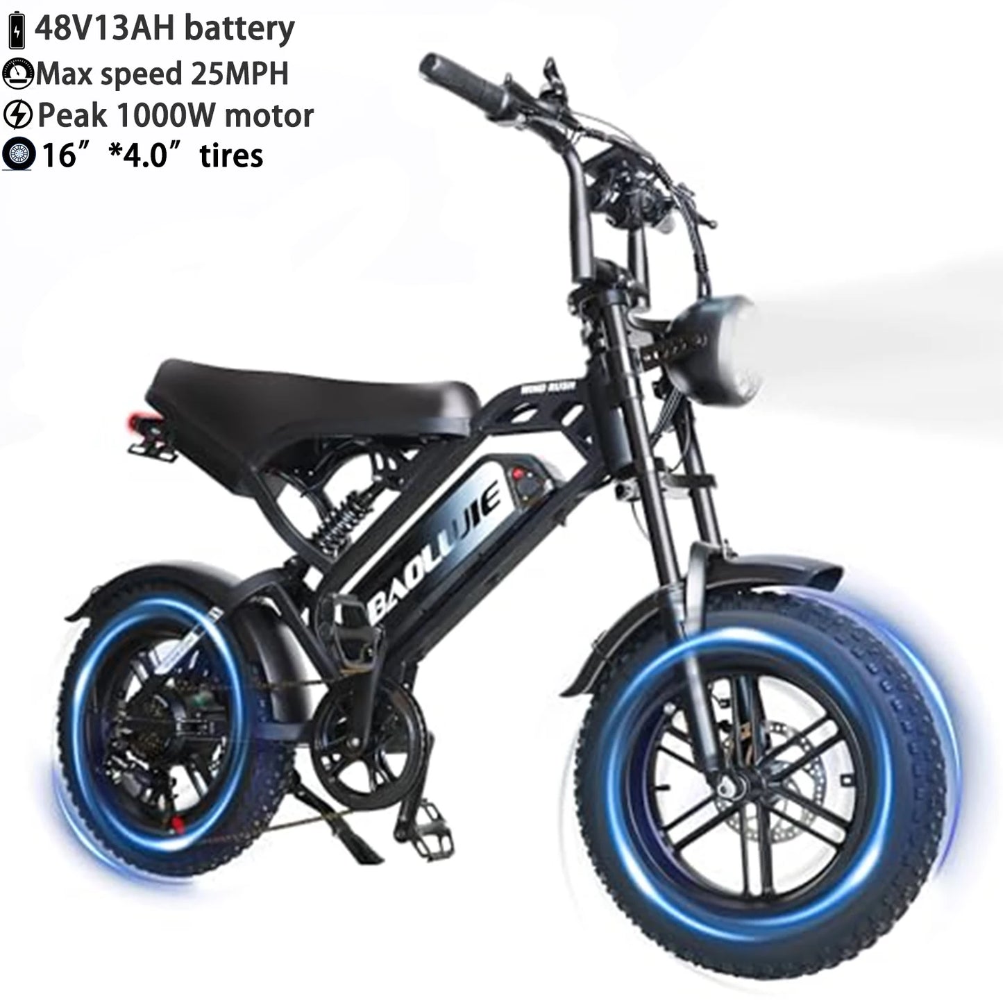Baolujie Peak Dual Motor Electric Bike 48V Battery