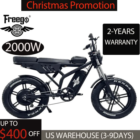 Freego F2 Pro Max Prime 2000W Full Suspension Fat Tire Electric Bike 60V 18Ah