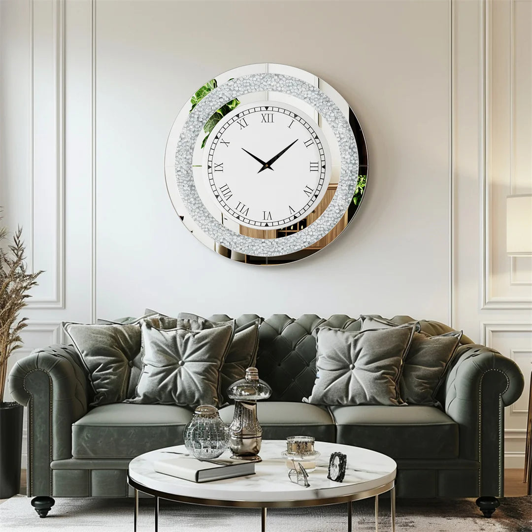 Luvodi 32 Inch Modern 3D Wall Clock with Diamond Crystals - Antland Marketplace