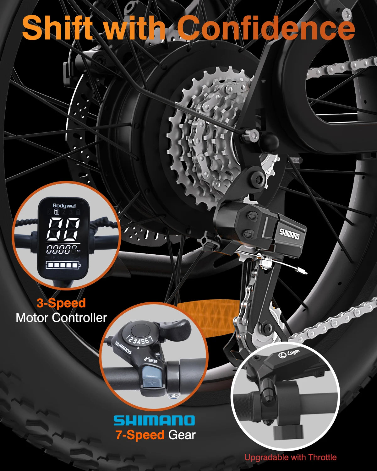 Bodywel F20 500W Fat Tire Electric Bike 20 Inch For Adults