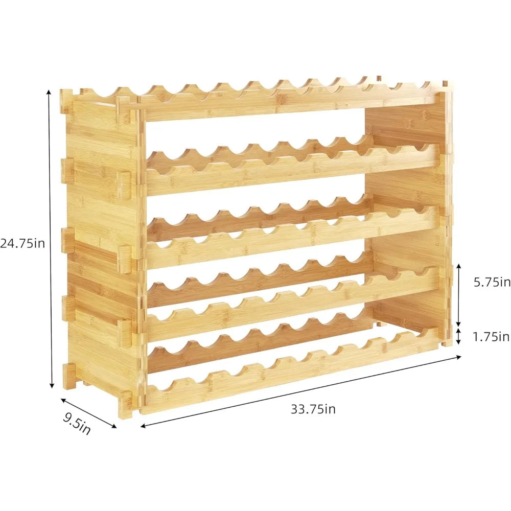 Finnhomy 45 Bottle 5 Tier Natural Bamboo Wine Rack Display