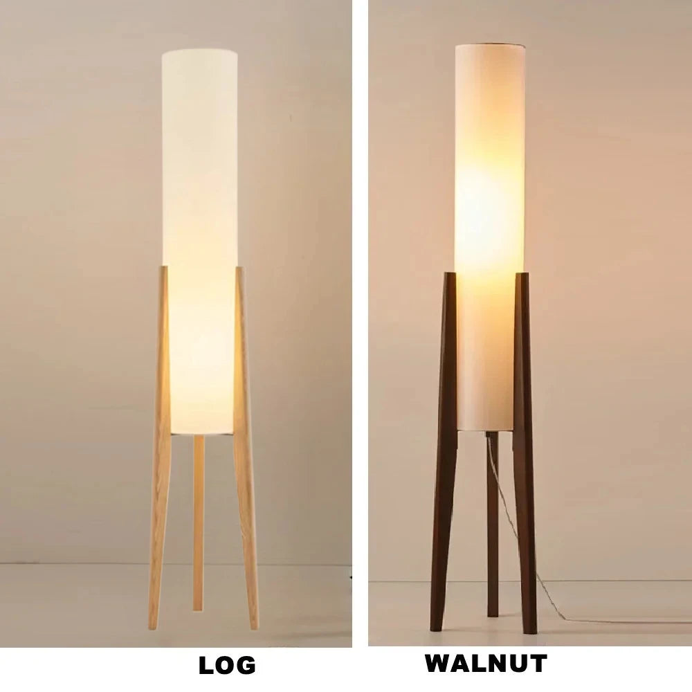 Japanese Retro Wabi Sabi Solid Wood Floor Lamp E27 LED