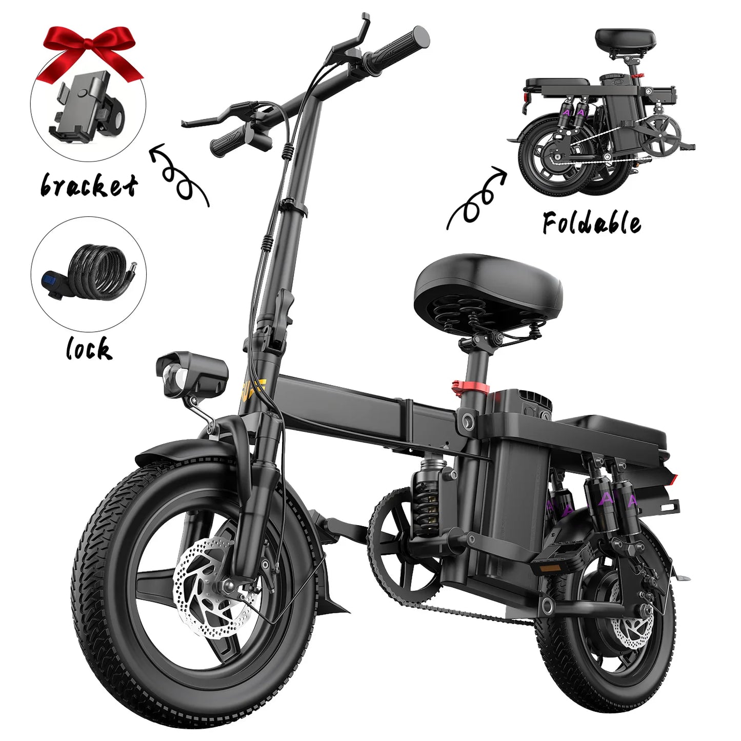 Terrosor GS5 740W Folding Electric Bike For Adults 48V 15Ah 32 Mile Range