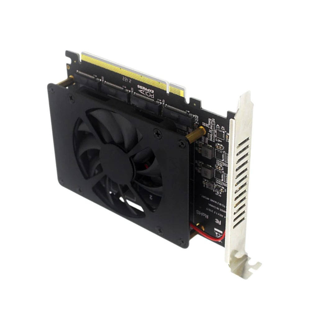 4 Disk PCIe Splitter Card With Heat Sink NVMe M2 SSD RAID