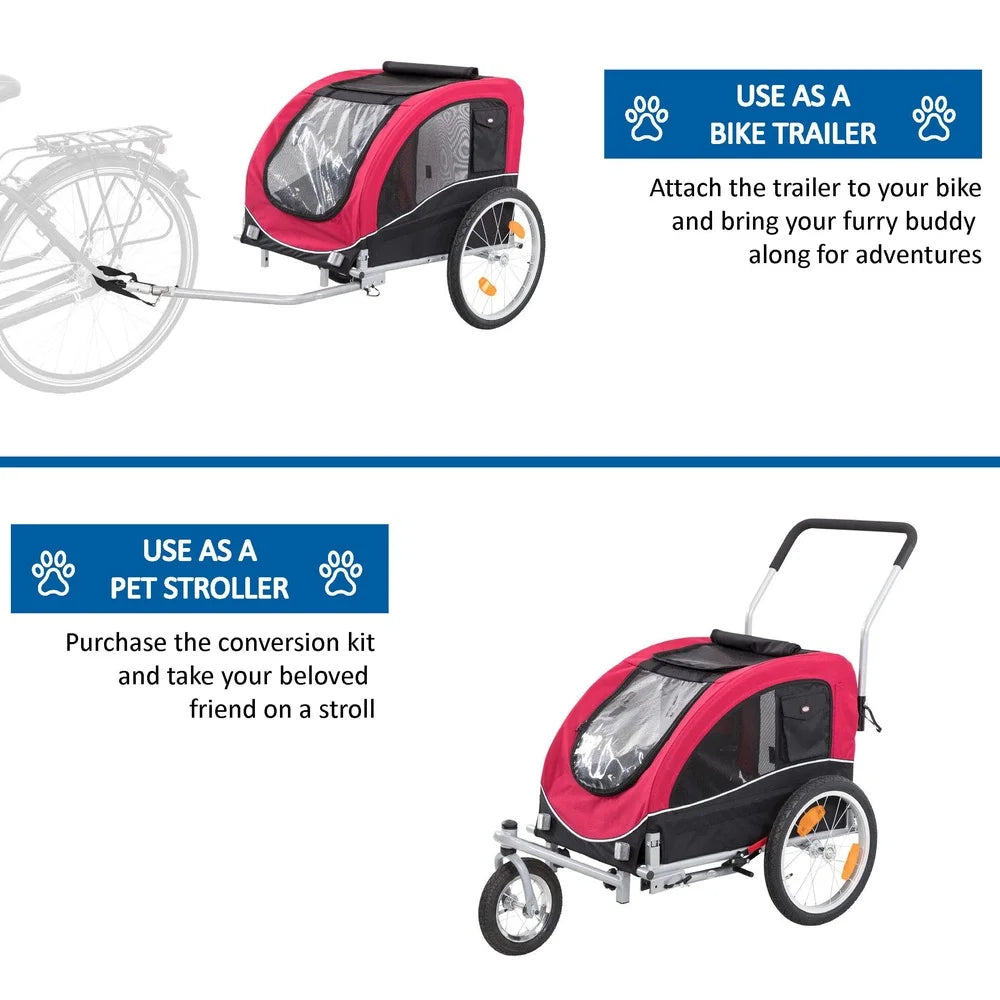Foldable Dog Bicycle Trailer With Shock Absorbing Tires