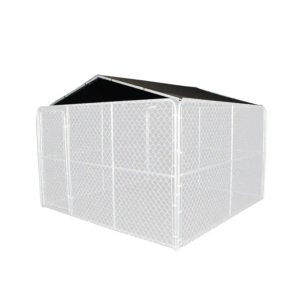 10x10 Dog Kennel Canopy Cover Shade With Steel Frame Gray Shelter For Sun And Rain Protection