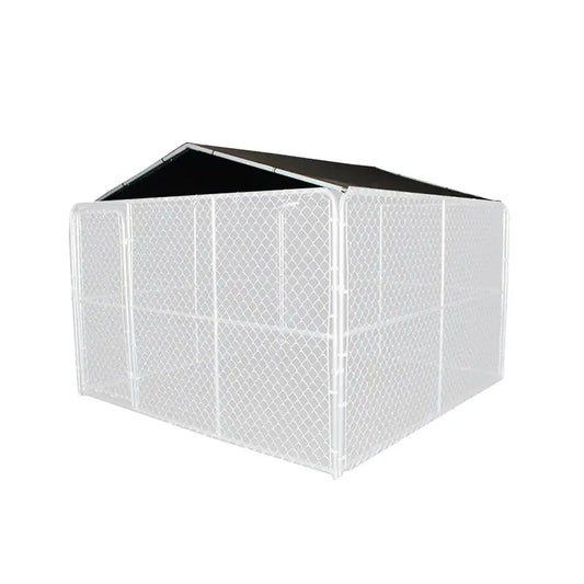 10x10 Dog Kennel Canopy Cover Shade With Steel Frame Gray Shelter For Sun And Rain Protection