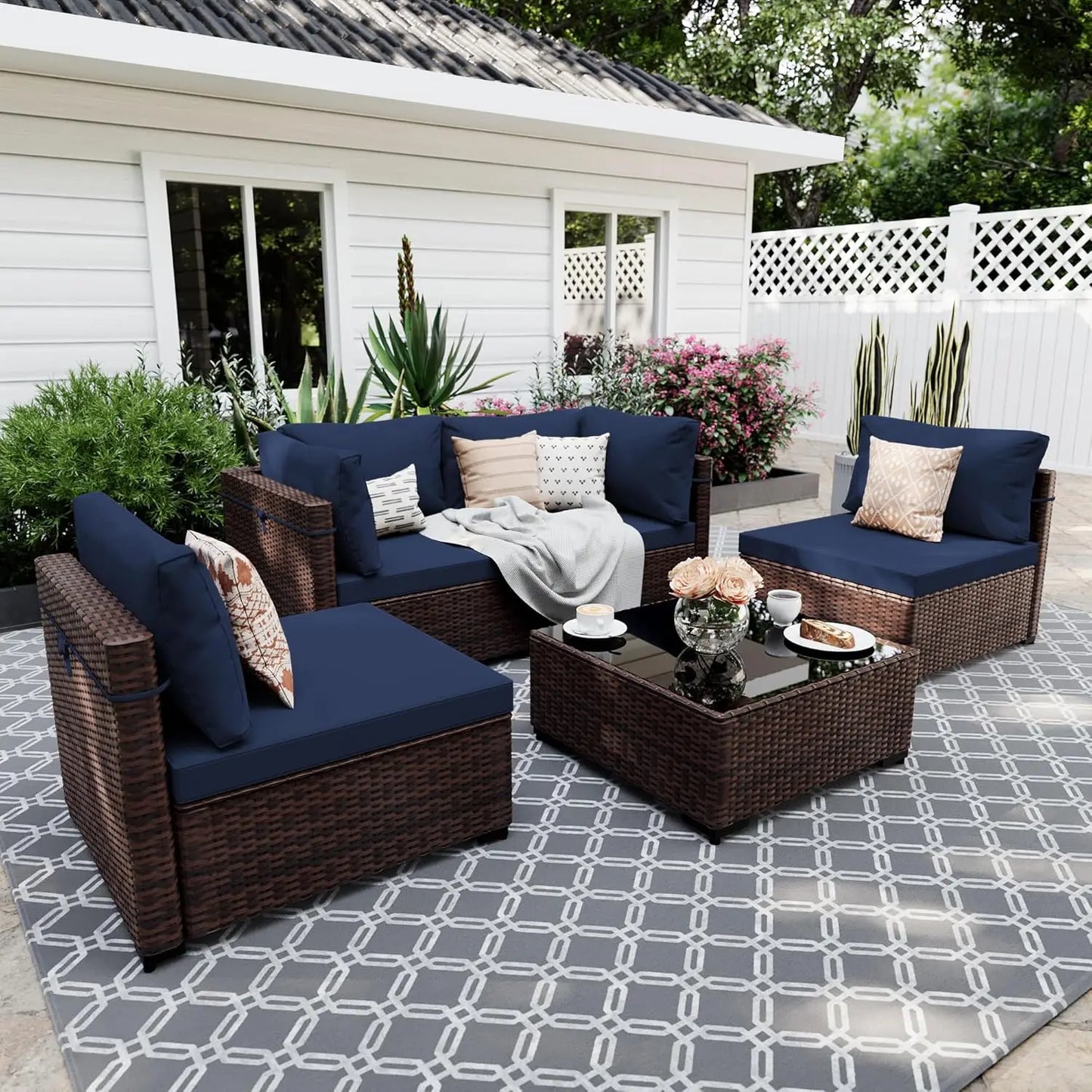 Zhuoting Outdoor Patio Furniture Set Sectional Sofa Wicker