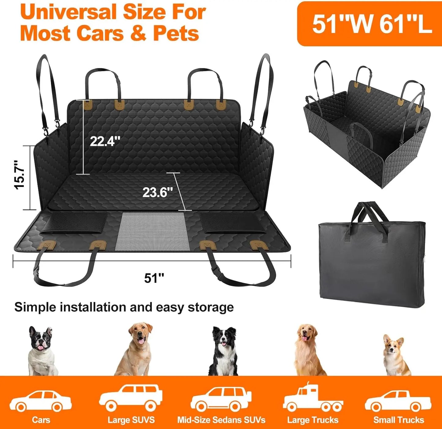 Waterproof Foldable Dog Car Seat Safety Hammock Cover - Antland Marketplace