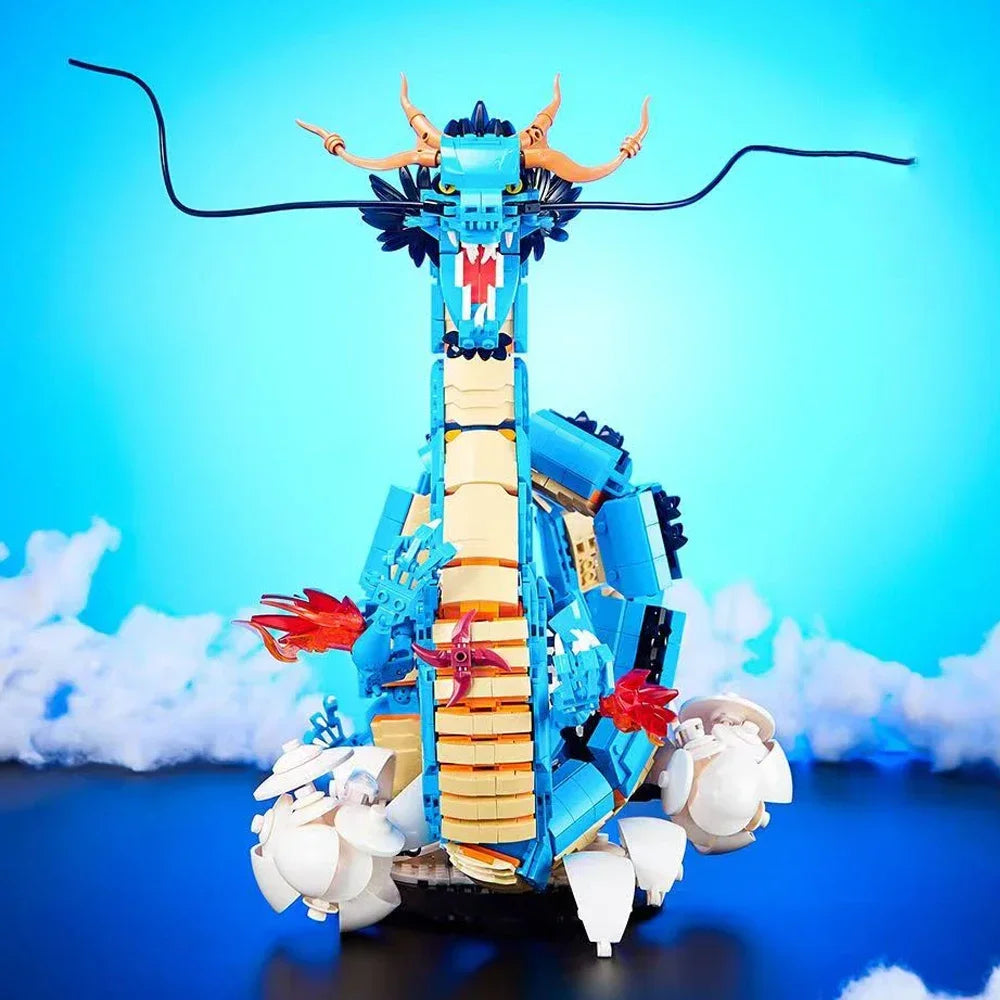 Creative Anime Nautical King Blue Kaido Dragon Building Blocks DK5011 Divine Dragon Form Brick Toys